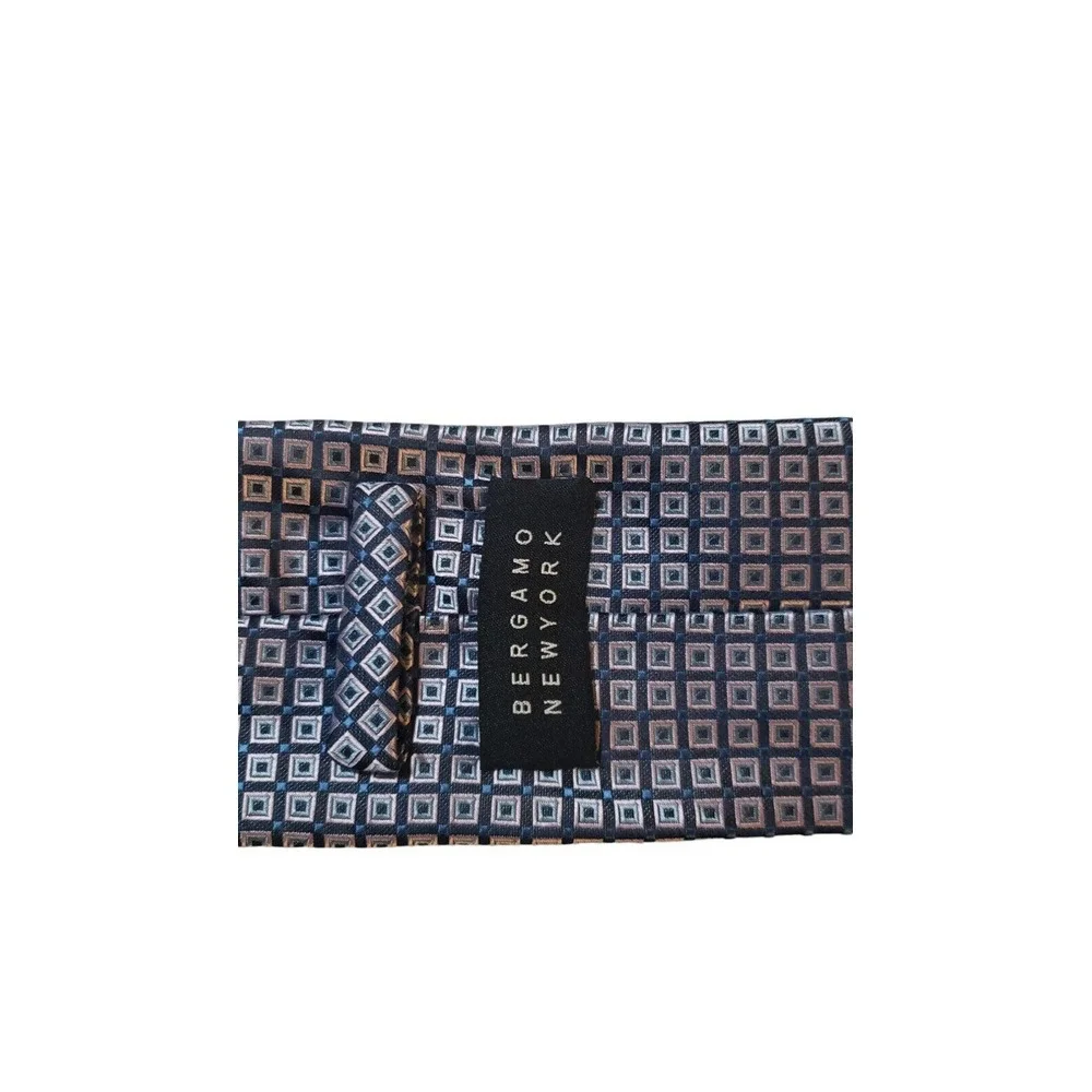 Bergamo New York Luxury Neck Tie Geometric Gray Blue Pointed Casual Business Men